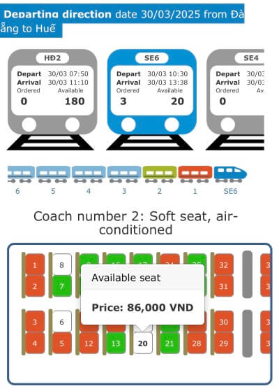 ベトナム統一鉄道を公式サイトで予約する方法と座席の選び方