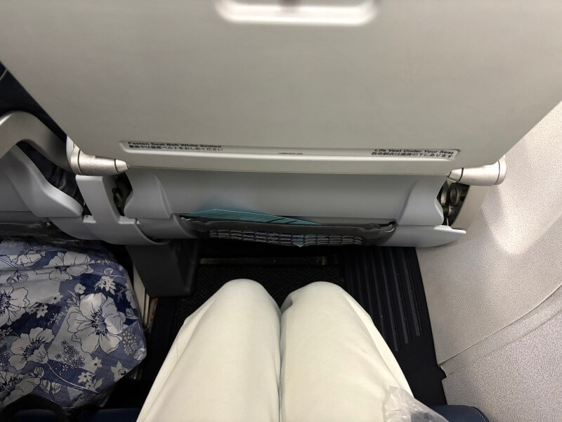 ユナイテッド航空「グアム⇔チューク」の足元の広さ