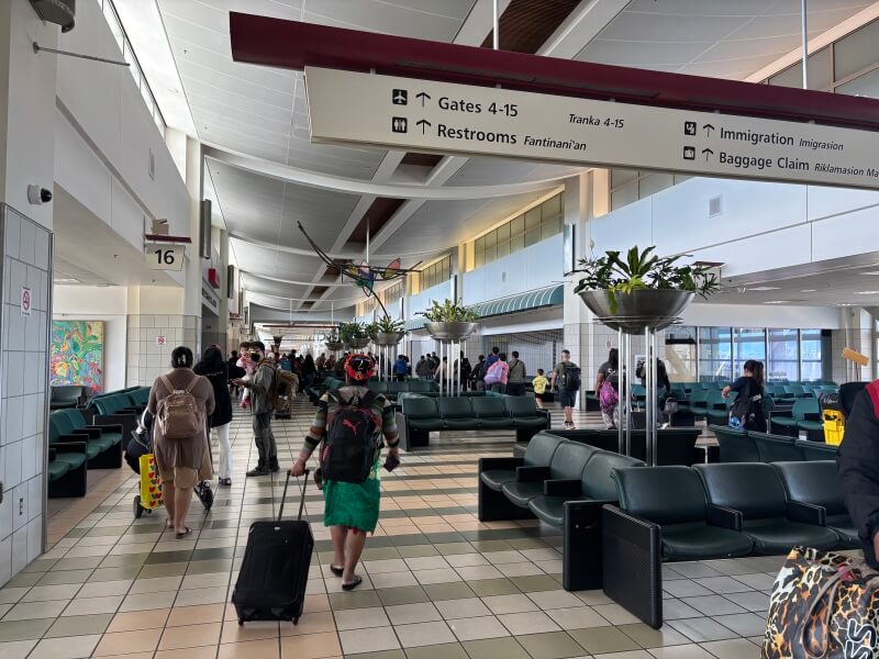 ユナイテッド航空「グアム→チューク」が引き返してきた後の空港の様子