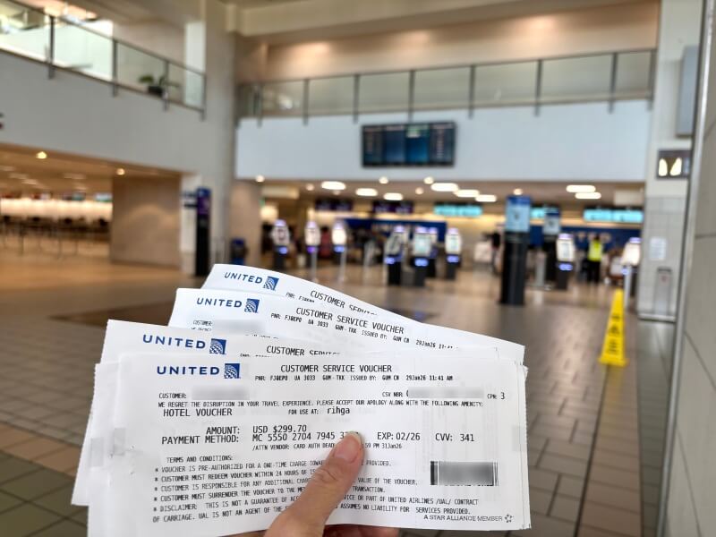 ユナイテッド航空「グアム→チューク」のキャンセル補償のクーポン